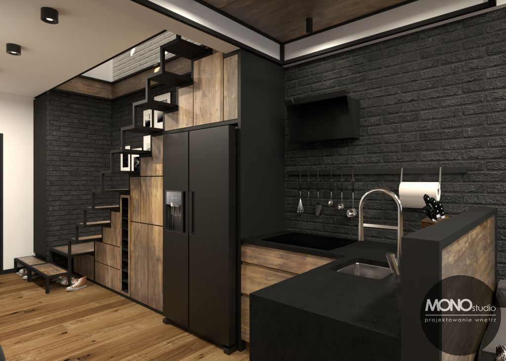 Połączenie stylu industrialnego i skandynawskiego, MONOstudio MONOstudio Industrial style kitchen