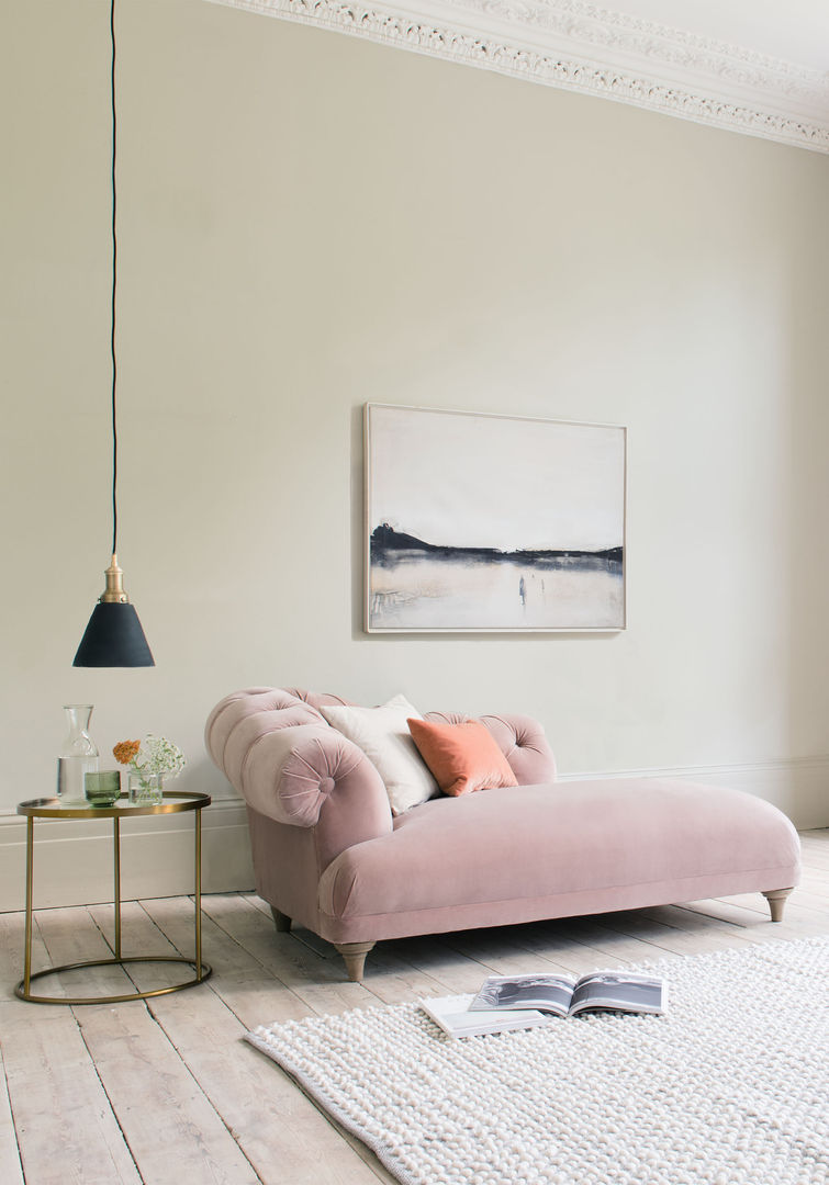 Fats chaise longue Loaf Modern living room chaise longue,chaise,velvet,pink,chalky pink,dusty pink,living room