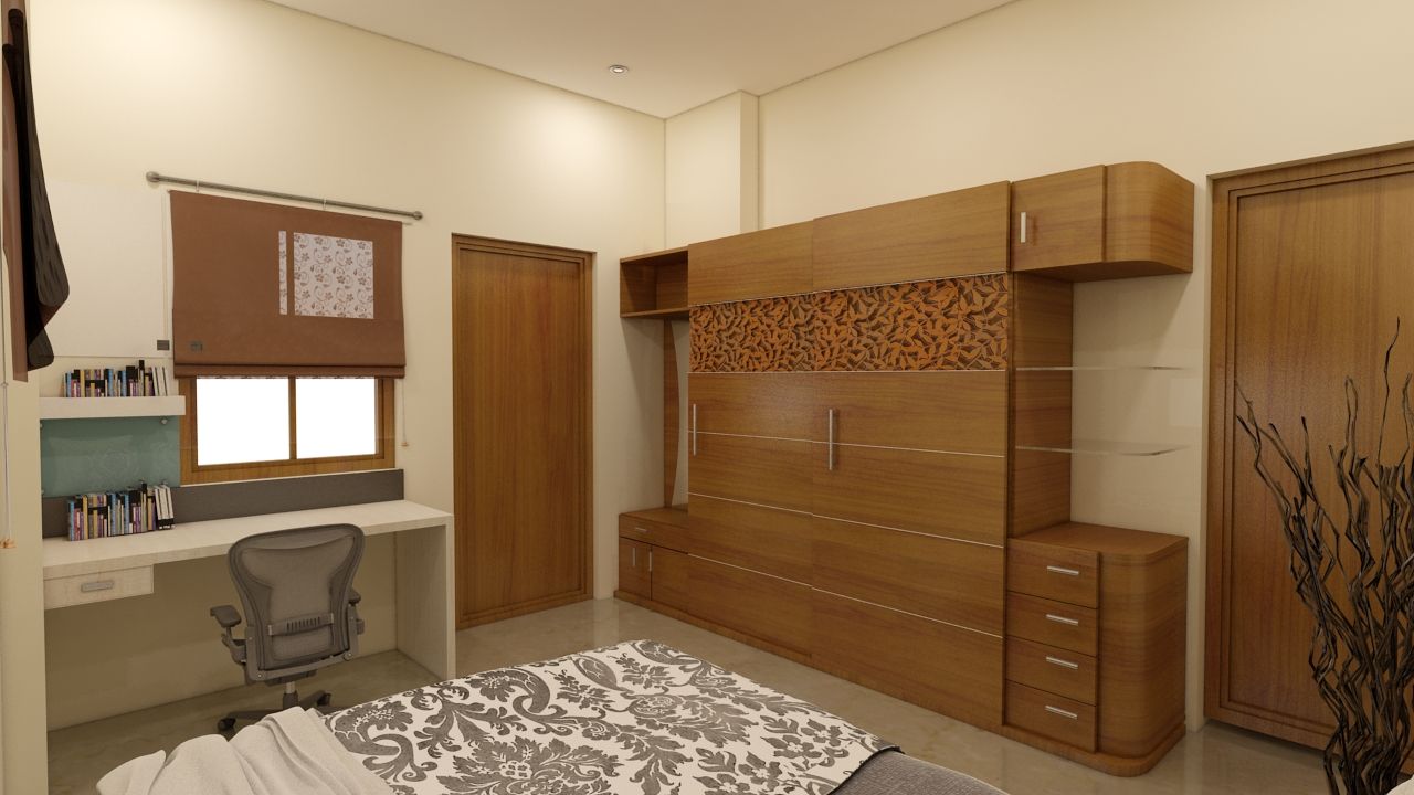 3 BHK APARTMENT INTERIORS AT MARATHAHALLI, BENCHMARK DESIGNS BENCHMARK DESIGNS Dormitorios de estilo moderno Madera Acabado en madera