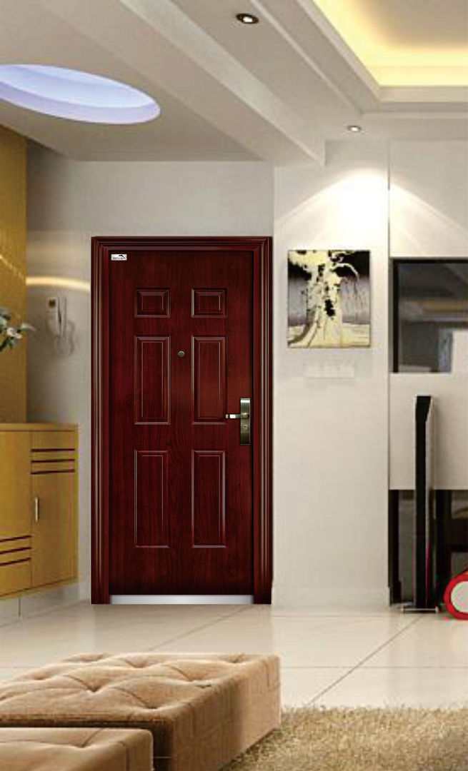 pintu baja single, PT. Golden Prima Sentosa PT. Golden Prima Sentosa Modern style doors Iron/Steel Brown