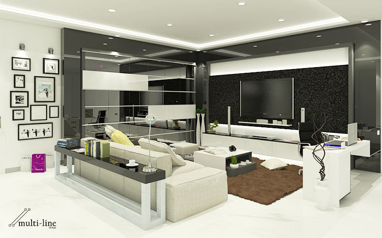 Family Room - Semarang, Multiline Design Multiline Design ห้องนั่งเล่น