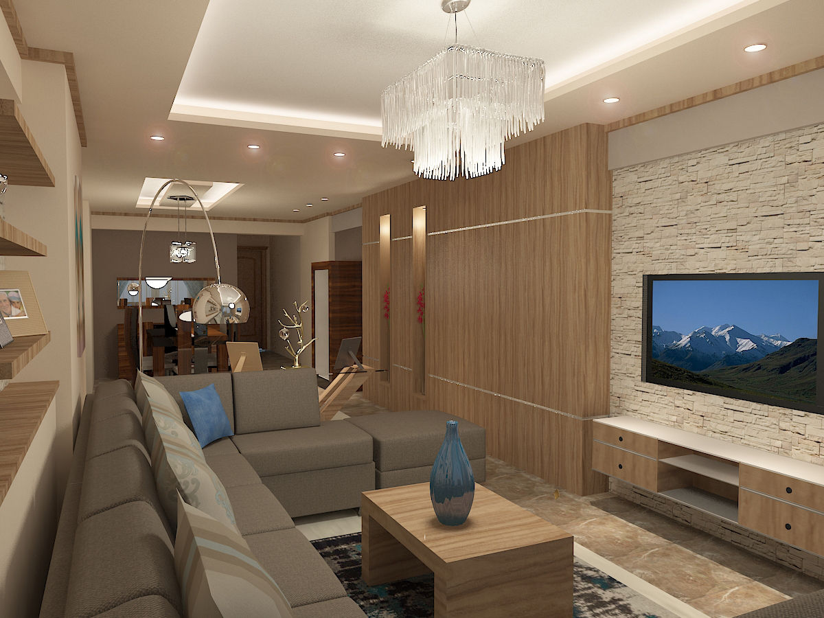 شقة سكنية ملك م / محمد فوزي , Quattro designs Quattro designs 现代客厅設計點子、靈感 & 圖片 刨花板