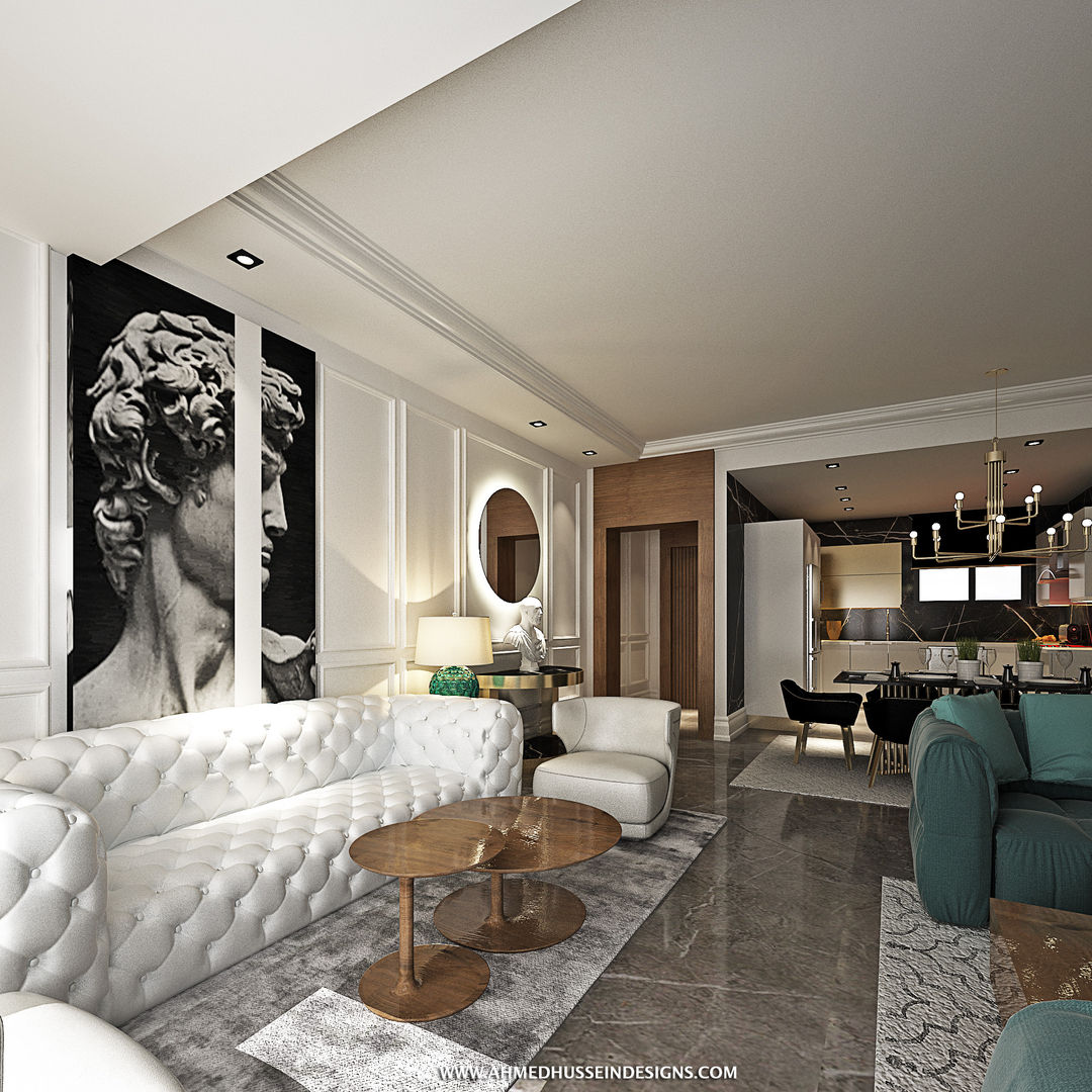 apartment , ahmed hussein designs ahmed hussein designs Eklektyczny salon