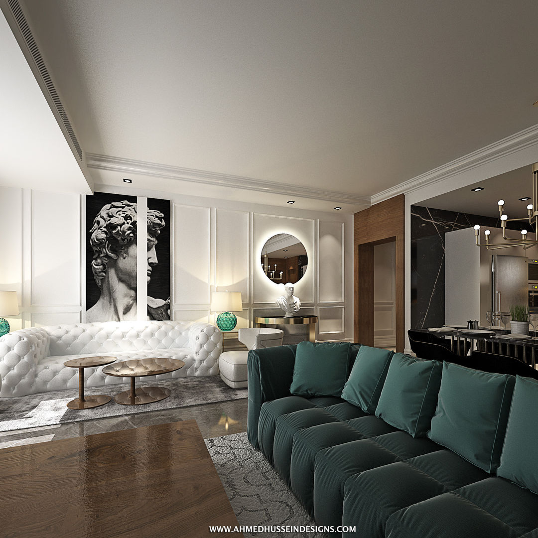 apartment , ahmed hussein designs ahmed hussein designs Eklektyczny salon