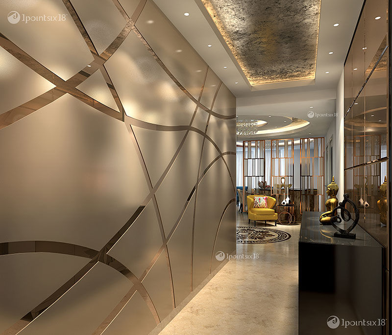 Apartment at The Belaire, DLF 5, Gurgaon (4200 sft), 1pointsix18 1pointsix18 Modern Corridor, Hallway and Staircase