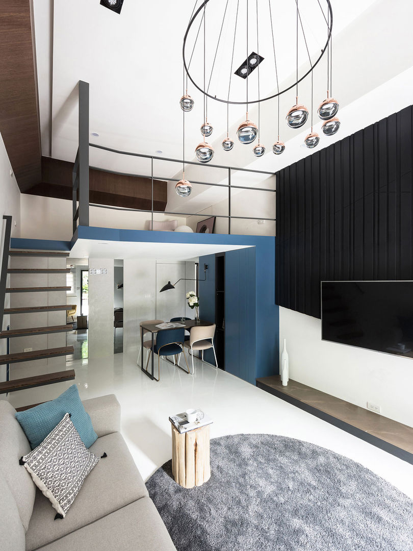 爵士藍調, 寓子設計 寓子設計 モダンデザインの リビング