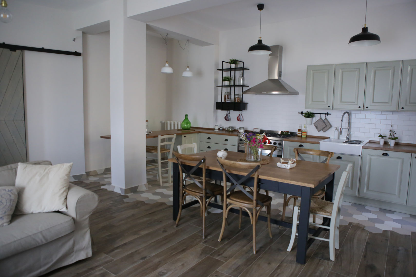 Villa 130mq stile Industrial - Shabby, T_C_Interior_Design___ T_C_Interior_Design___ Ruang Makan Gaya Industrial