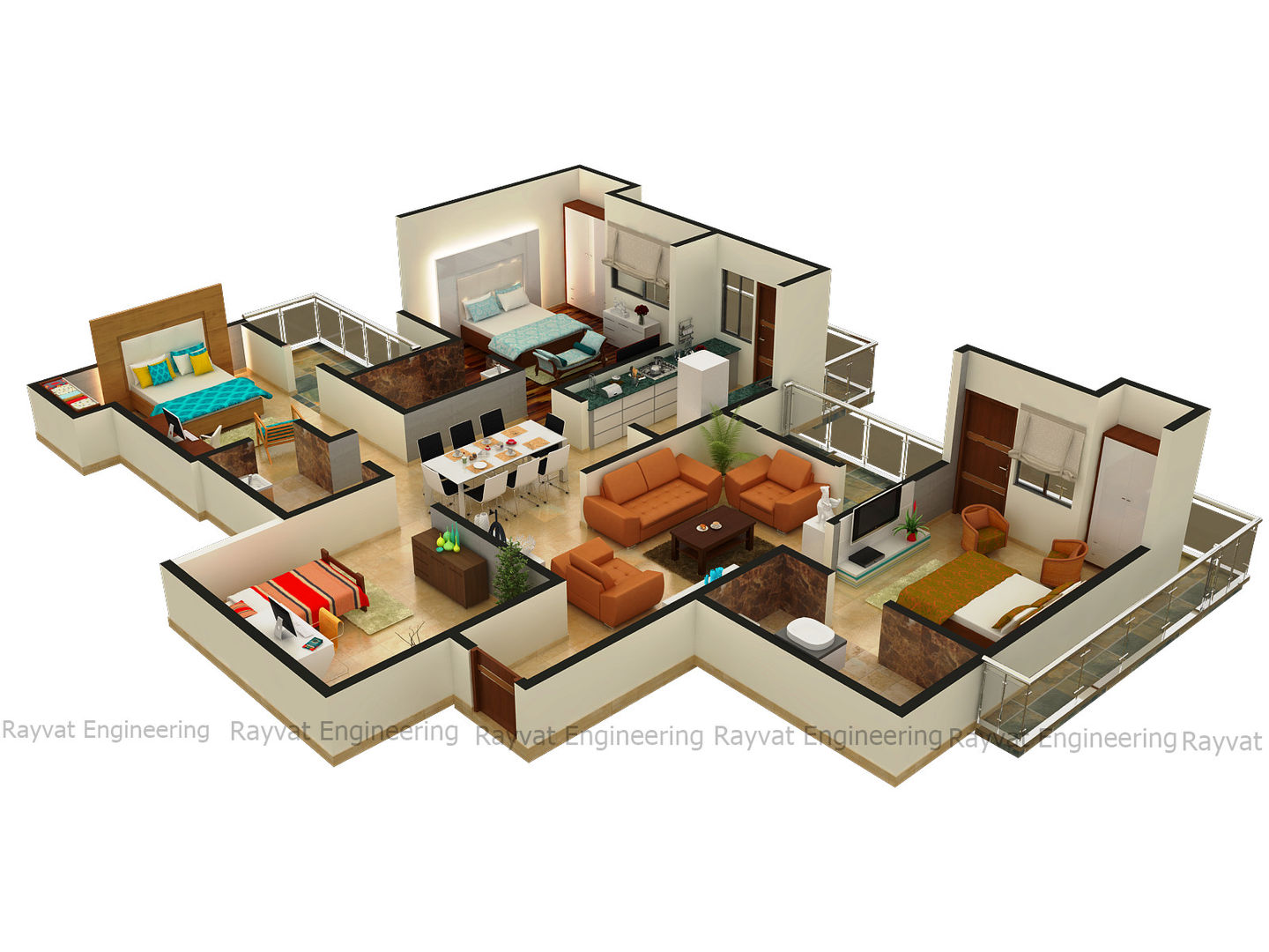 3D Floor Plan Rendering Services Rayvat Rendering Studio