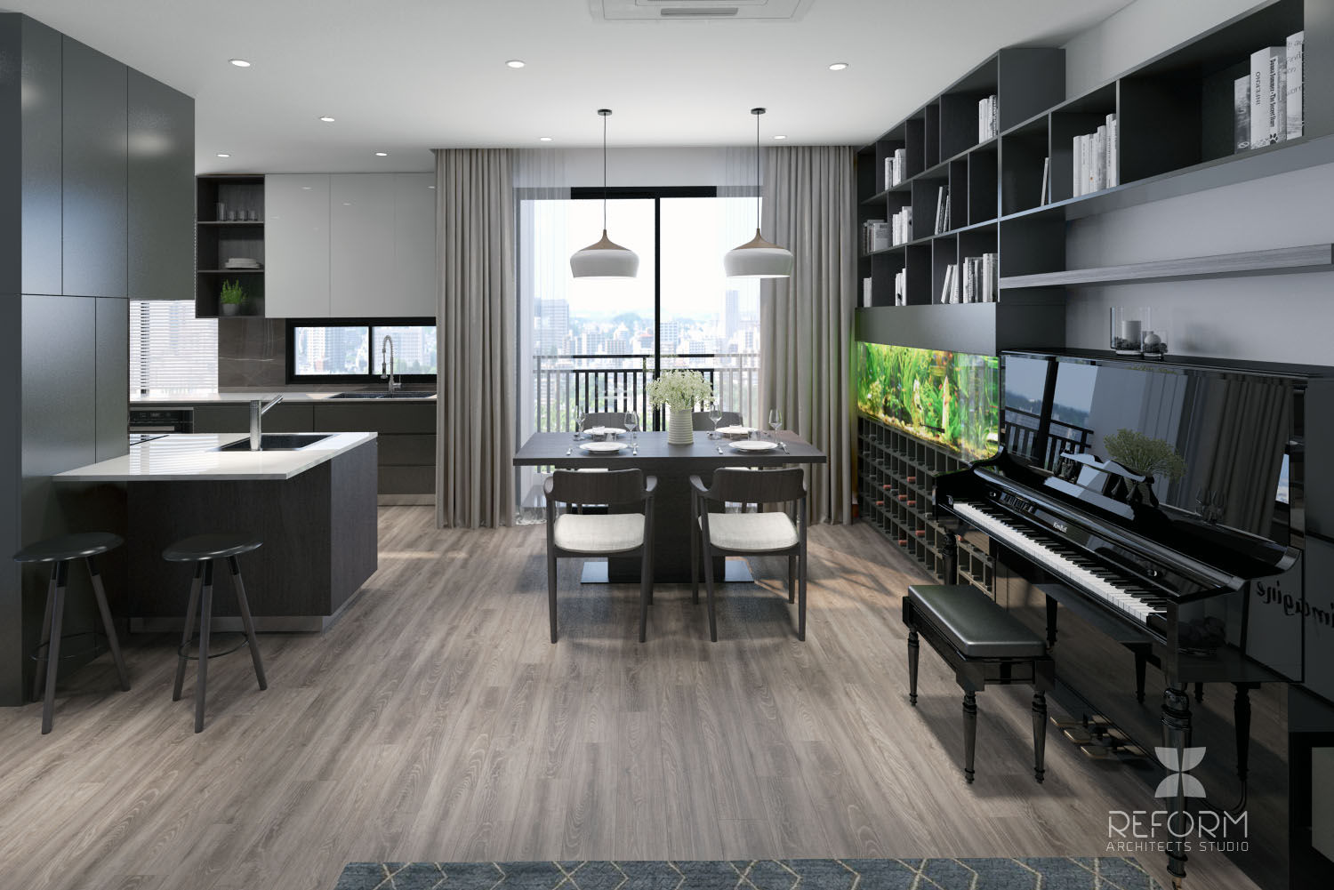 HD303 - Apartment, Reform Architects Reform Architects Ruang Keluarga Modern