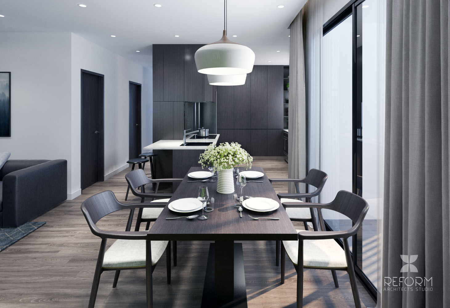 HD303 - Apartment, Reform Architects Reform Architects Ruang Makan Modern