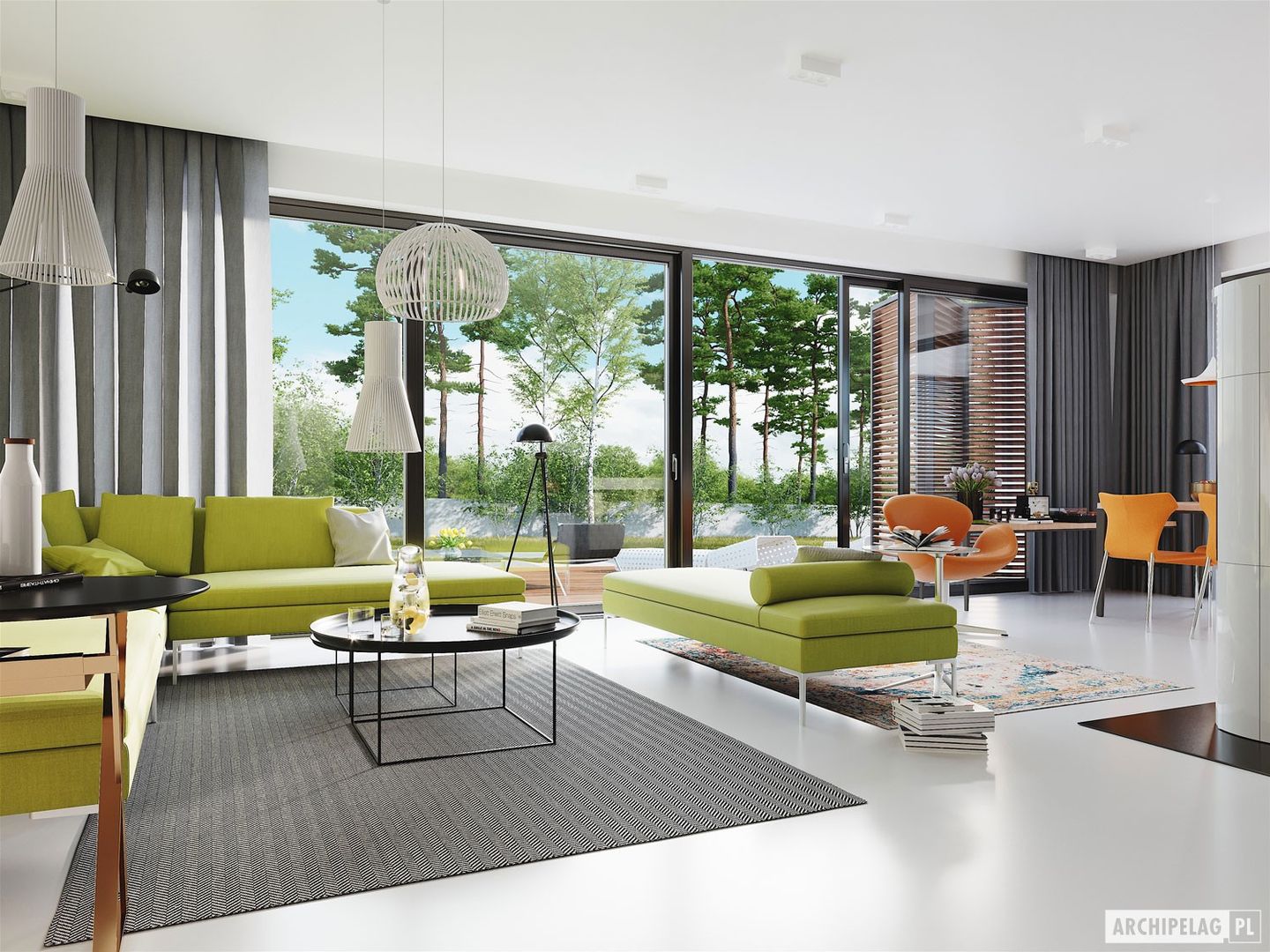 EX 19 G2 ENERGO PLUS - dom, który oddycha światłem, Pracownia Projektowa ARCHIPELAG Pracownia Projektowa ARCHIPELAG Modern living room