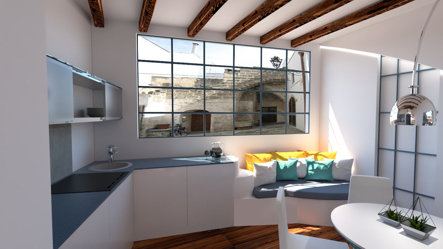 Mini appartamento in stile mediterraneo, IDlab IDlab 地中海デザインの キッチン