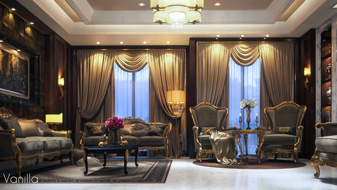 Luxurious Interior New Cairo, Vanilla Studio Vanilla Studio Salas / recibidores