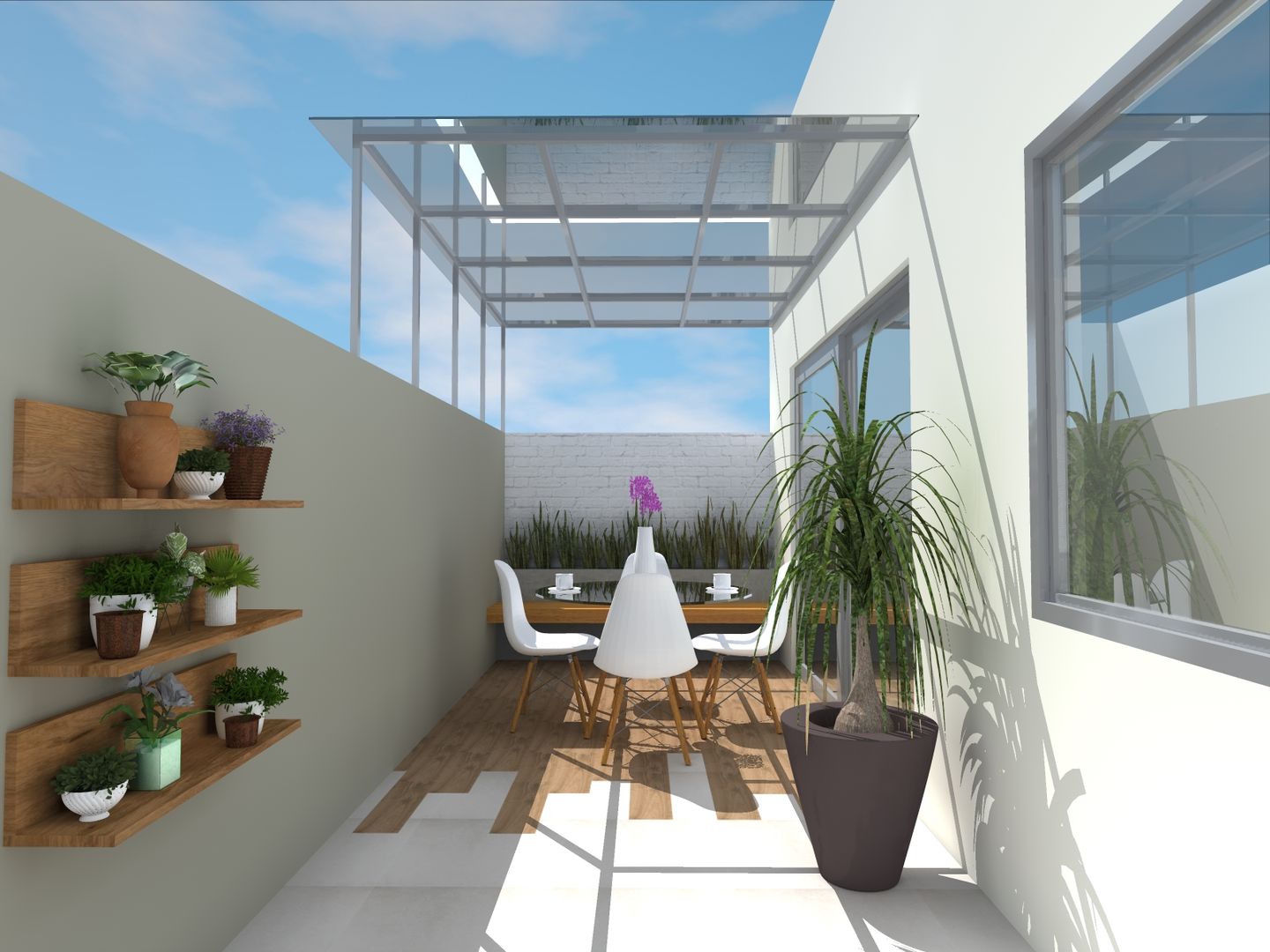 Patio Interior, Constructora e Inmobiliaria Catarsis Constructora e Inmobiliaria Catarsis ระเบียง, นอกชาน เซรามิค