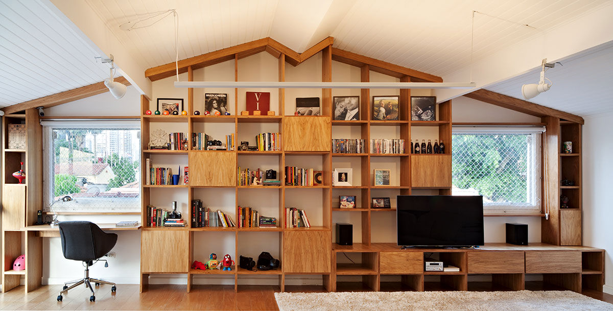 Casa Porto, ODVO Arquitetura e Urbanismo ODVO Arquitetura e Urbanismo Modern living room Shelves