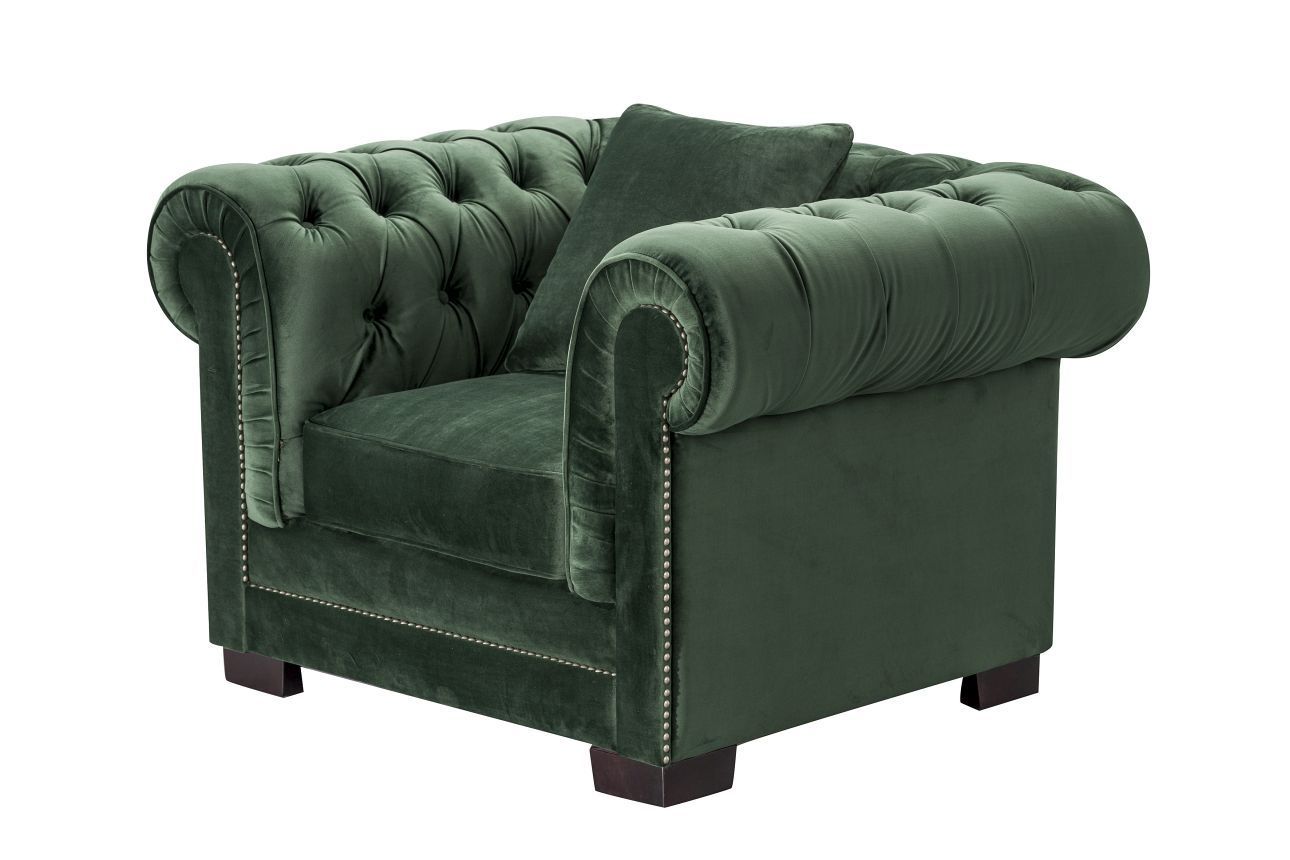 Sessel Chesterfield Classic Velvet Deep Forest Dekoria GmbH Klassische Wohnzimmer Textil Bernstein/Gold Sessel,gemütlich,grün,Herbstfarbe,Samt,Sofas und Sessel