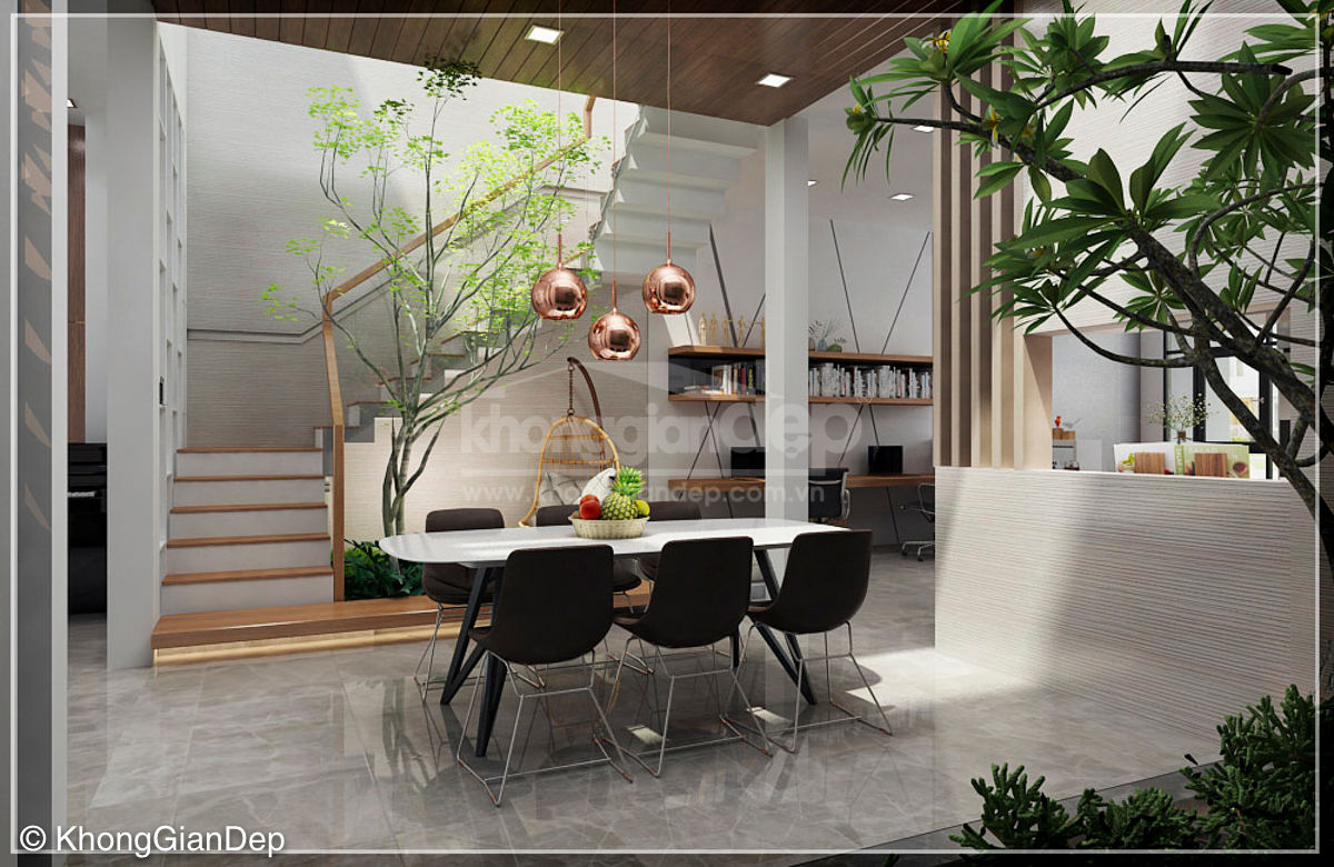 Thiết kế nhà phố Đồng Nai: Gần gũi thiên nhiên với không gian xanh, Công ty cổ phần đầu tư xây dựng Không Gian Đẹp Công ty cổ phần đầu tư xây dựng Không Gian Đẹp Modern dining room