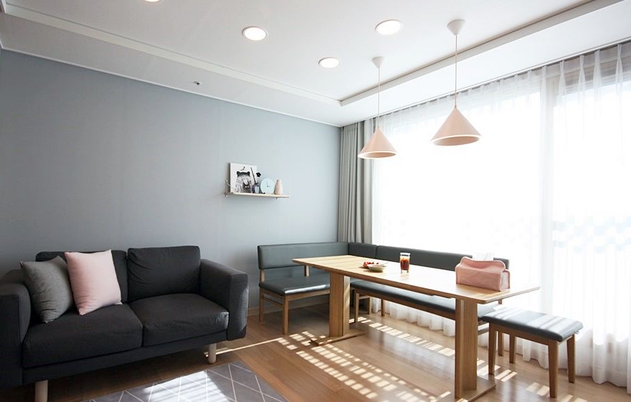 핑크 포인트 새아파트 신혼집 홈스타일링, homelatte homelatte Living room