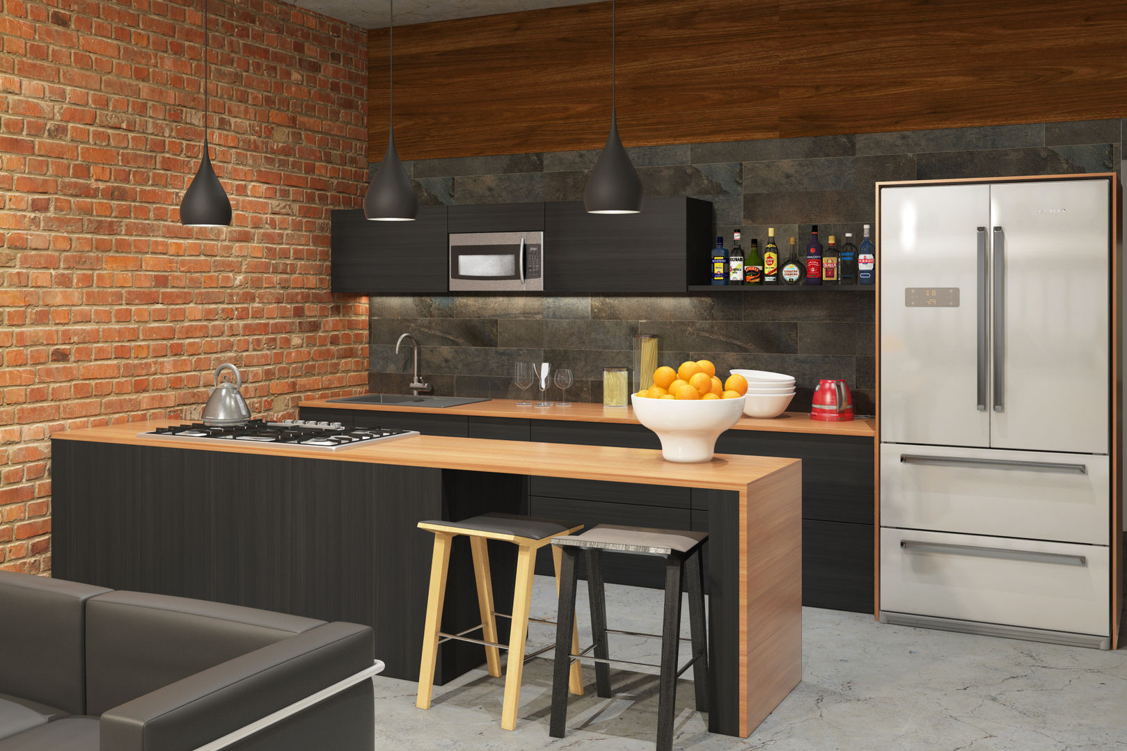Industrial style apartment, AT The Studio AT The Studio Industrial style kitchen