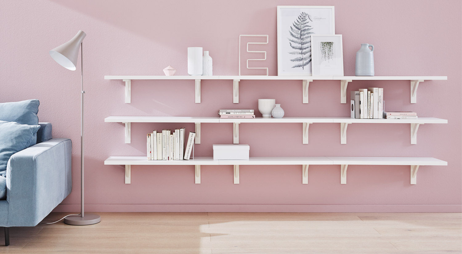 BOARD+COUNTRY Cut to Size Shelves homify Salas de estilo escandinavo floating shelf,cut to size,wall shelf