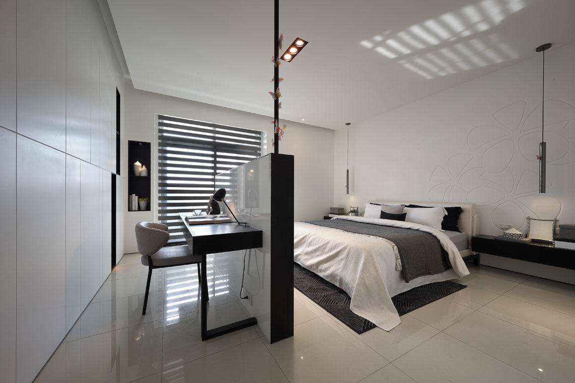 最簡單的黑白，卻藏著最精彩的語彙, 楊允幀空間設計 楊允幀空間設計 Scandinavian style bedroom
