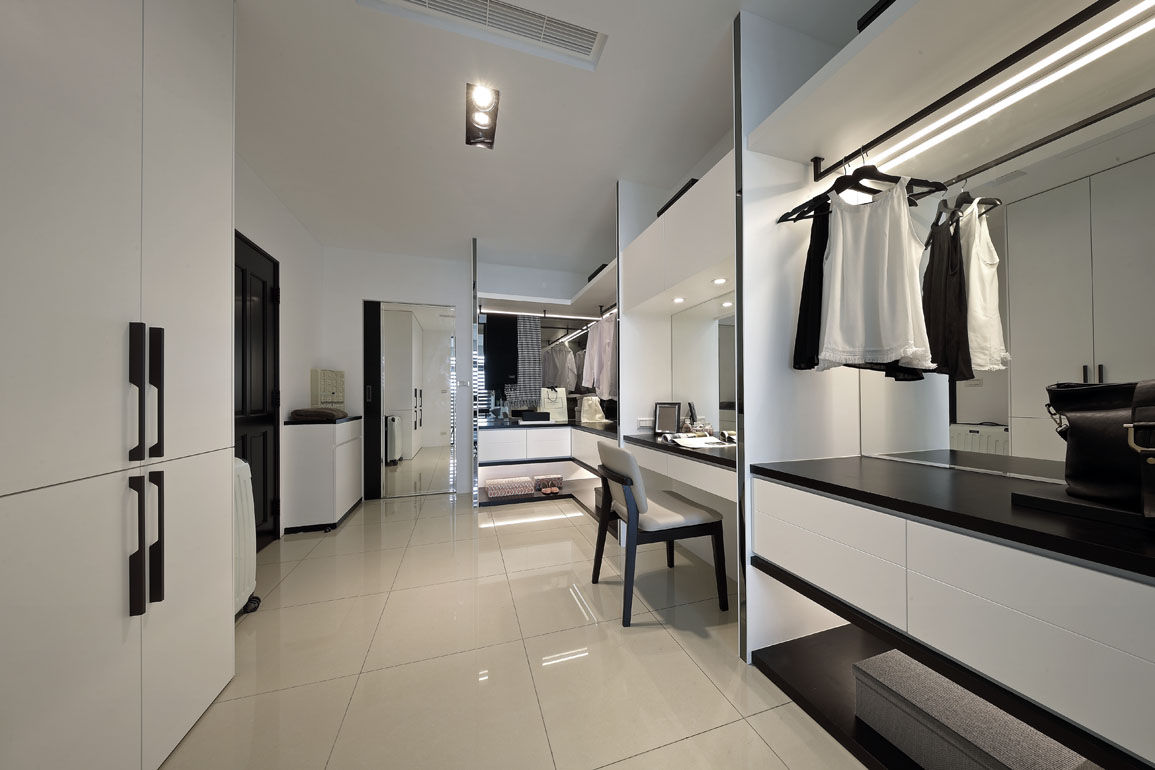 最簡單的黑白，卻藏著最精彩的語彙, 楊允幀空間設計 楊允幀空間設計 Scandinavian style dressing room