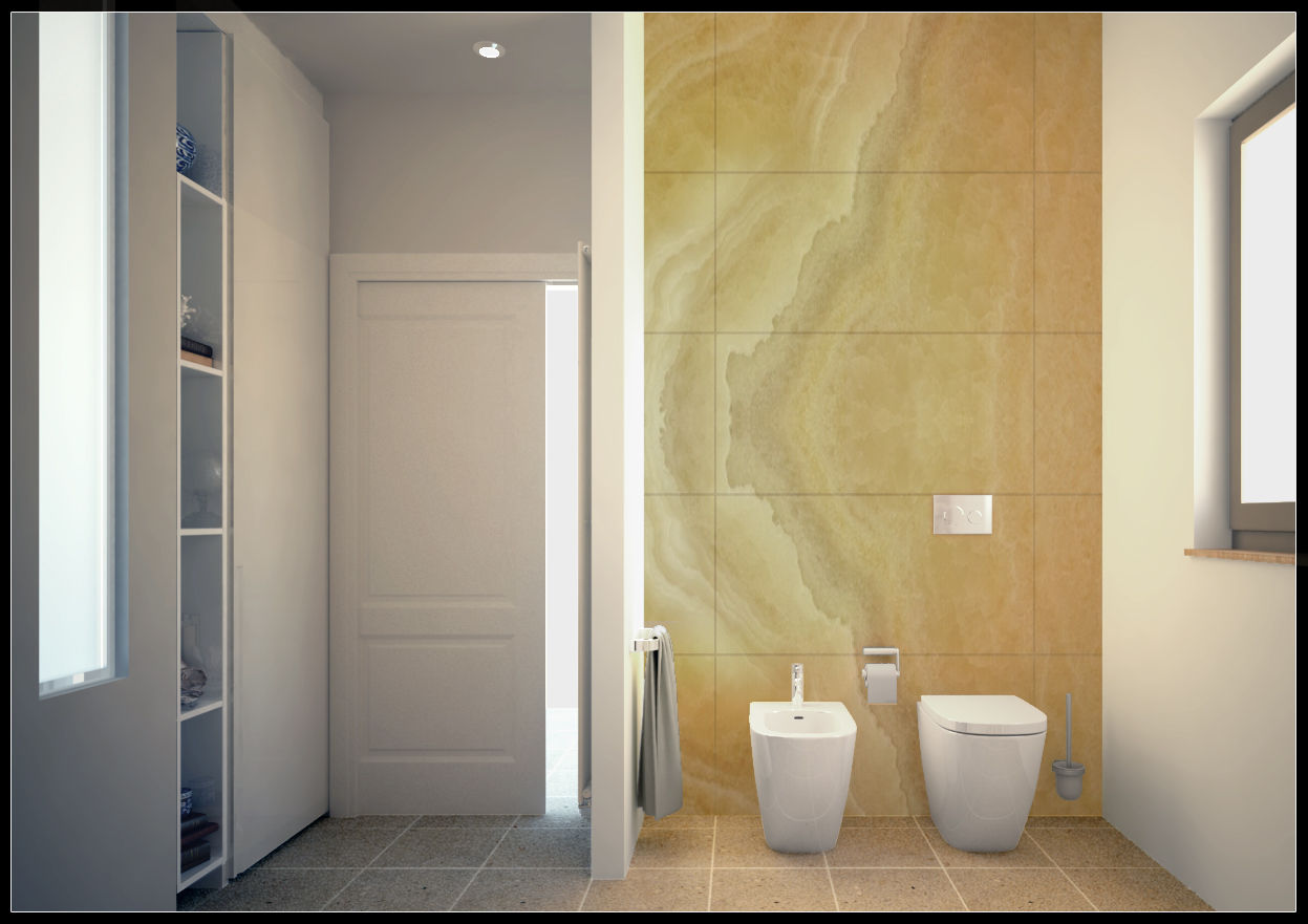 Ristrutturazione casa A.N. _ Bagno zona giorno, AG Interior Design AG Interior Design Modern bathroom ٹائلیں