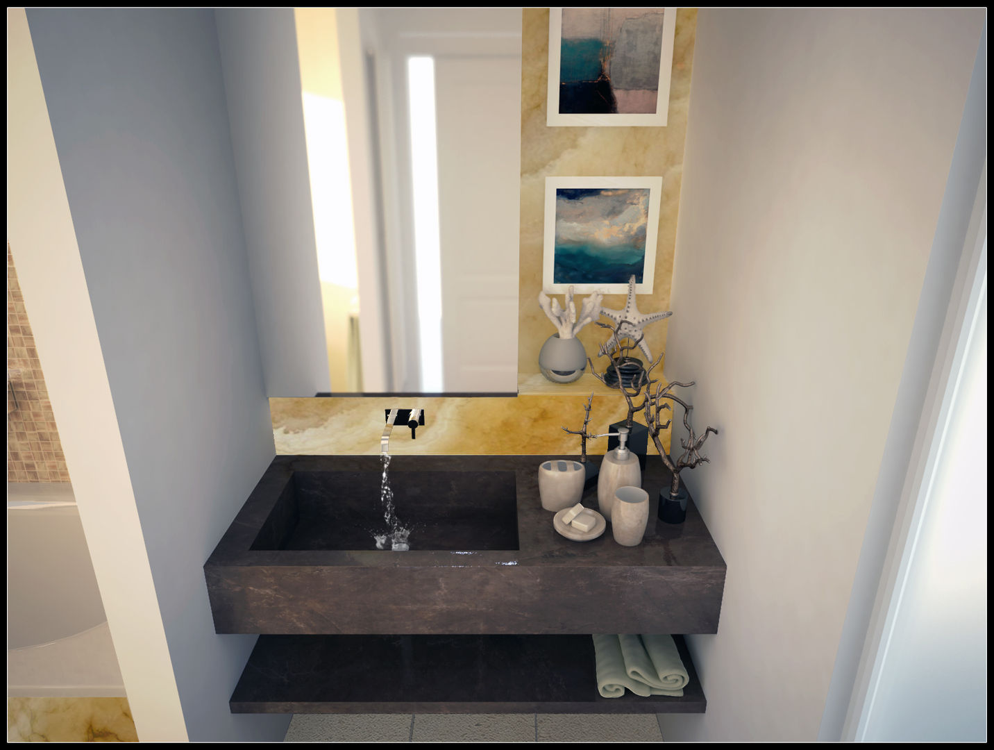 Ristrutturazione casa A.N. _ Bagno zona giorno, AG Interior Design AG Interior Design 모던스타일 욕실 타일