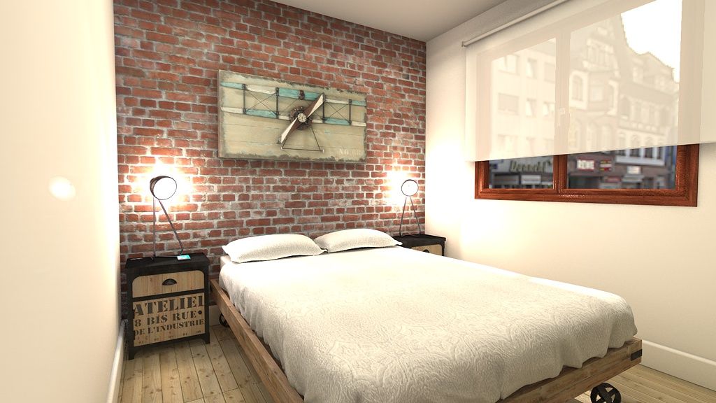 Dormitorio Principal homify Dormitorios de estilo industrial industrial,dormitorio,ladrillo,madera,apartamento