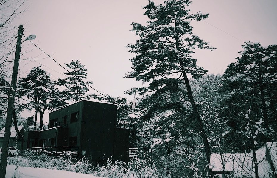 Black House (강원도 평창 전원주택)-겨울전경 위즈스케일디자인 전원 주택 화강암