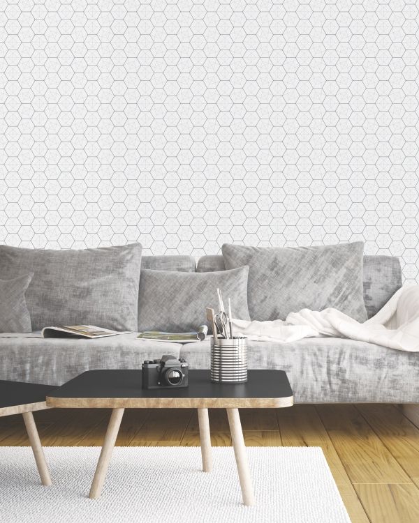 Papel de parede modelo Hexágono Housed - Wallpapers Paredes e pisos escandinavos Papel Cinza papel de parede,Papel de parede