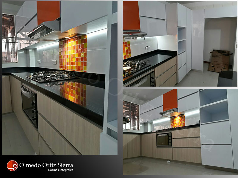 Cocina Integral de Diseño Moderno, Cocinas Integrales Olmedo Ortiz Sierra Cocinas Integrales Olmedo Ortiz Sierra ห้องครัว แผ่นไม้อัด ที่เก็บของ