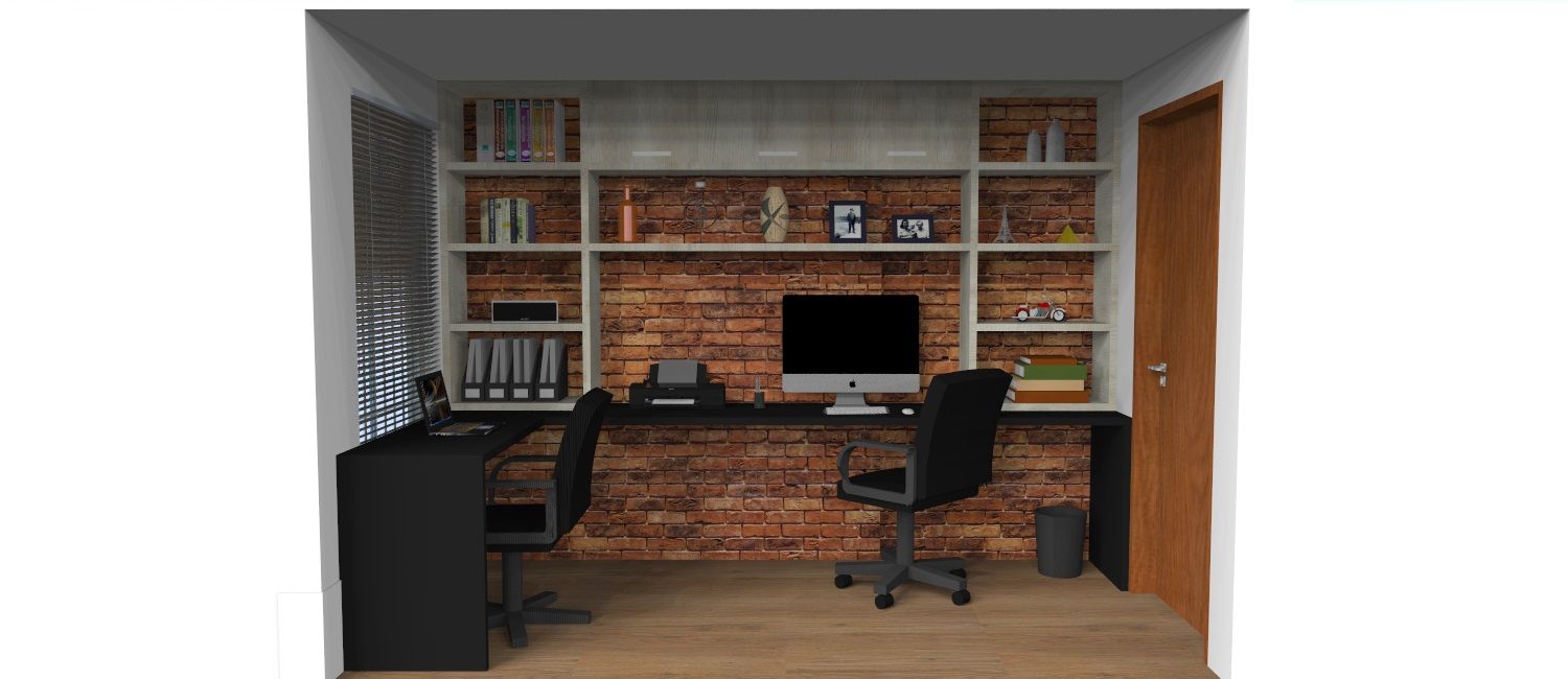 Home Office, 3D Arquitetura 3D Arquitetura Rustik Çalışma Odası Orta Yoğunlukta Lifli Levha
