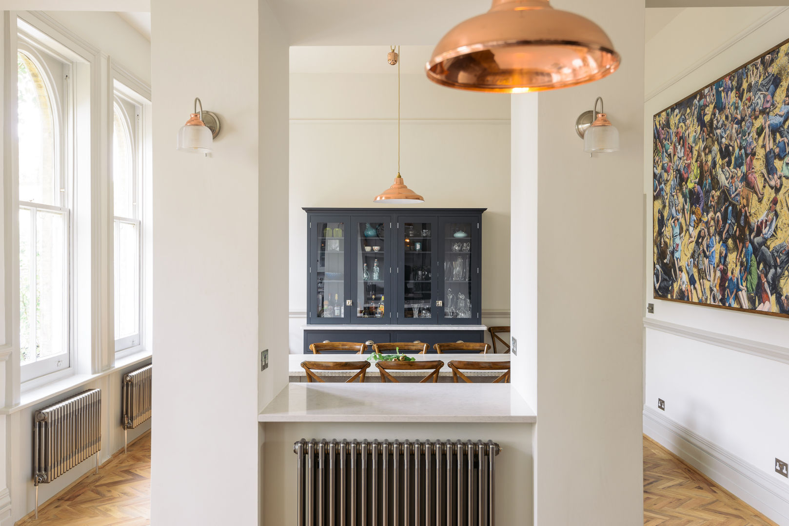 The Crystal Palace Kitchen by deVOL deVOL Kitchens 系統廚具 dresser,kitchen dresser,dining room,open plan,copper,pendants,marble worktops