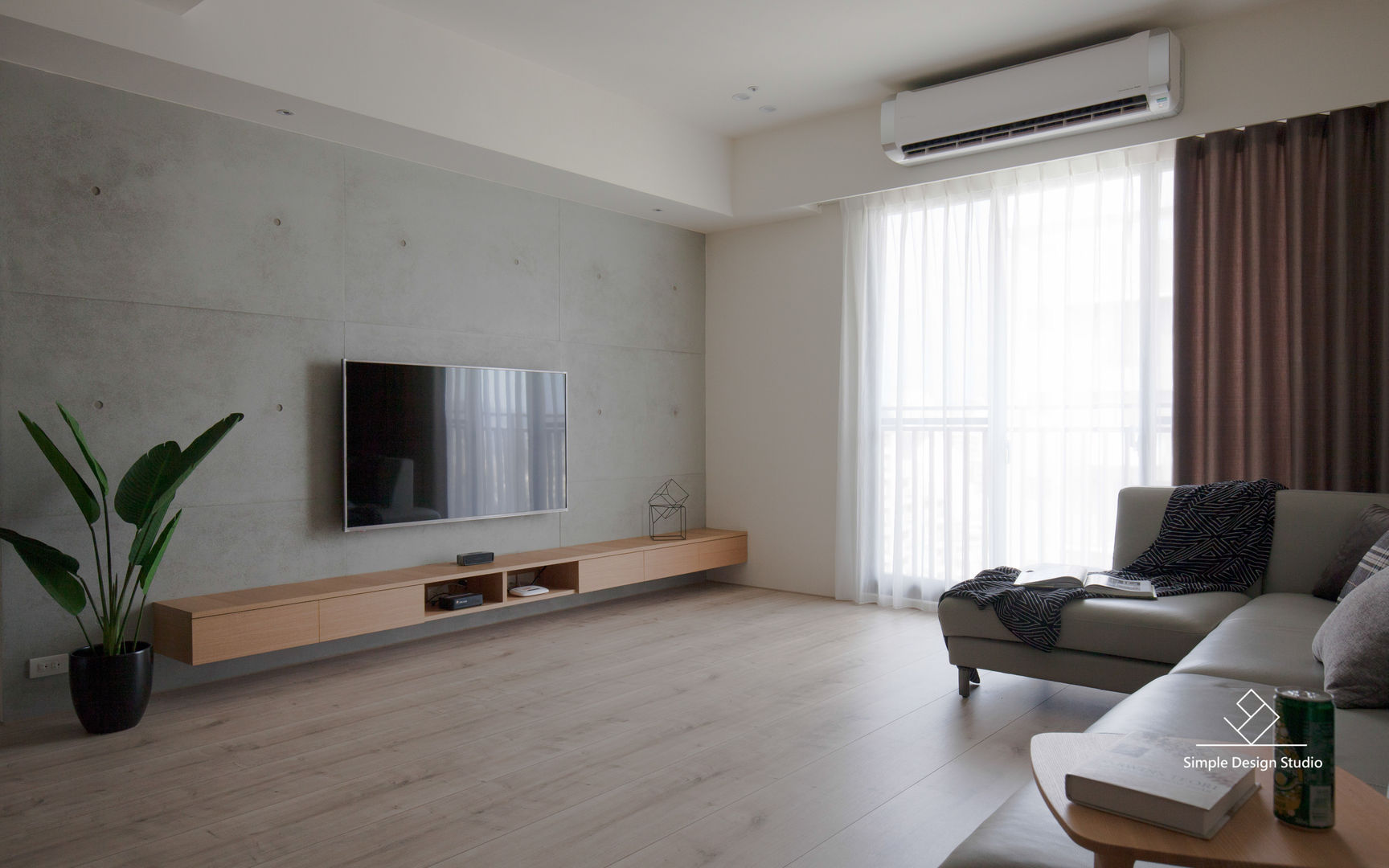 客廳 極簡室內設計 Simple Design Studio 客廳 客廳,清水模,電視牆