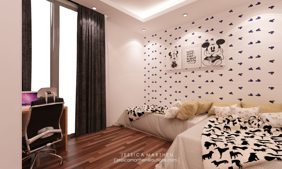 Mr VG Home, Kebagusan Terrace Jakarta, JESSICA DESIGN STUDIO JESSICA DESIGN STUDIO Modern Bedroom