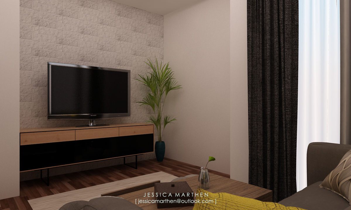 Mr VG Home, Kebagusan Terrace Jakarta, JESSICA DESIGN STUDIO JESSICA DESIGN STUDIO Вітальня