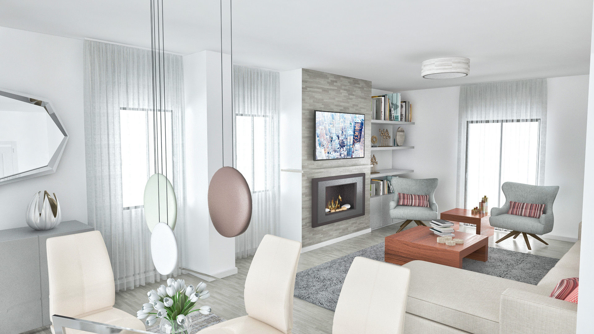 PROJETOS: 3D, INTERDOBLE BY MARTA SILVA - Design de Interiores INTERDOBLE BY MARTA SILVA - Design de Interiores Livings de estilo clásico