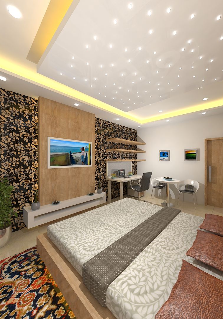 Prashant Residence, Gurooji Designs Gurooji Designs モダンスタイルの寝室