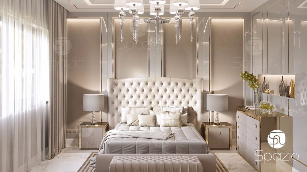 Luxury modern Master bedroom interior design and decor in Dubai the UAE, Spazio Interior Decoration LLC Spazio Interior Decoration LLC Habitaciones modernas