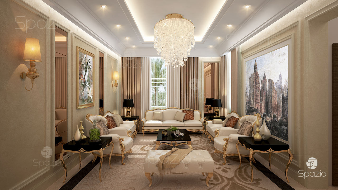 Luxury Majlis interior design in Dubai, Spazio Interior Decoration LLC Spazio Interior Decoration LLC Salones clásicos