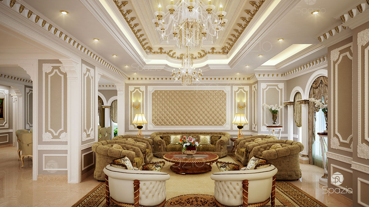 Luxury Majlis interior design in Dubai, Spazio Interior Decoration LLC Spazio Interior Decoration LLC 클래식스타일 거실