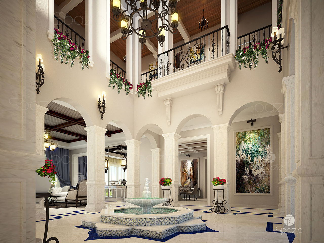 Luxury palace interior design and decor in Dubai, Spazio Interior Decoration LLC Spazio Interior Decoration LLC Couloir, entrée, escaliers classiques Marbre