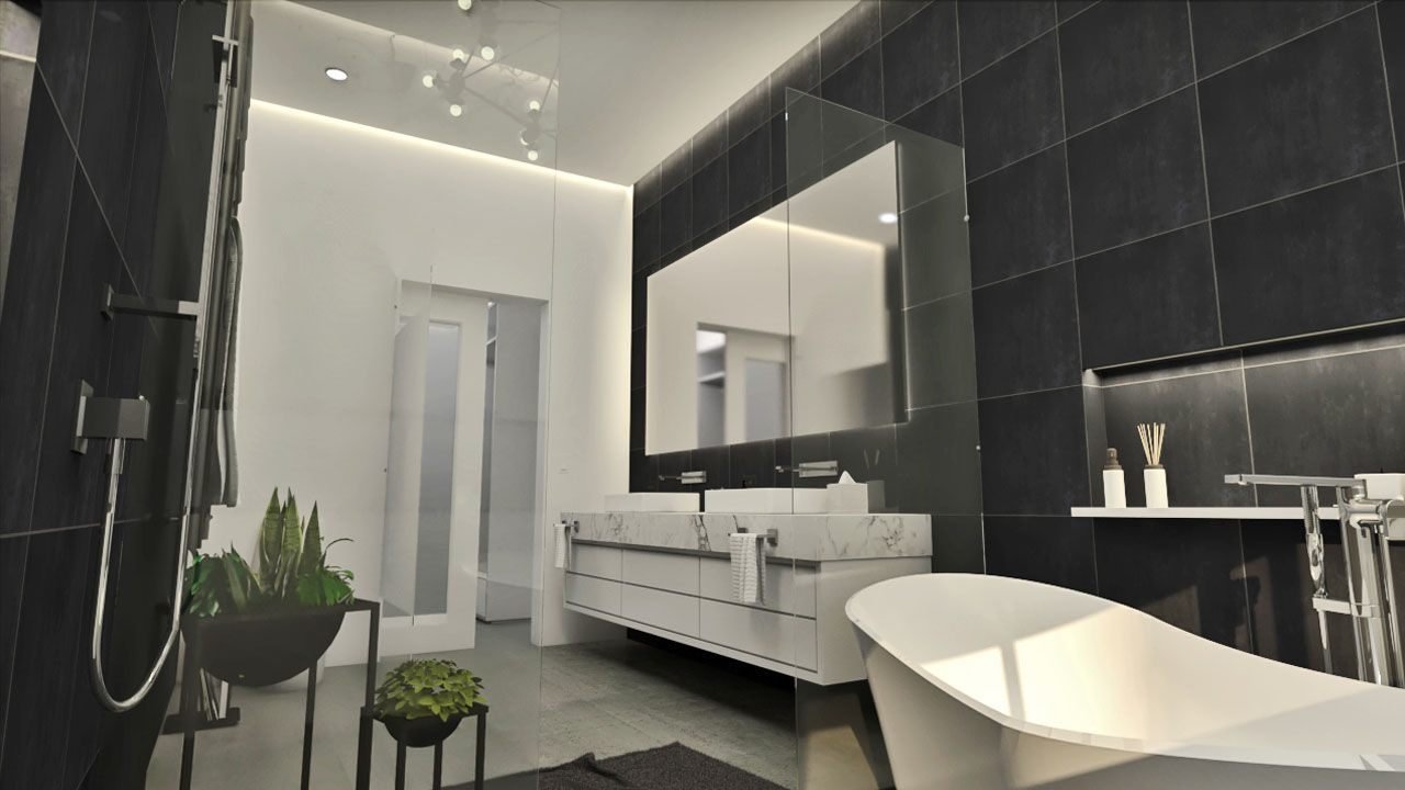 Diseño interior - Baño principal, Summa Arquitectura Summa Arquitectura Minimalistische Badezimmer Fliesen