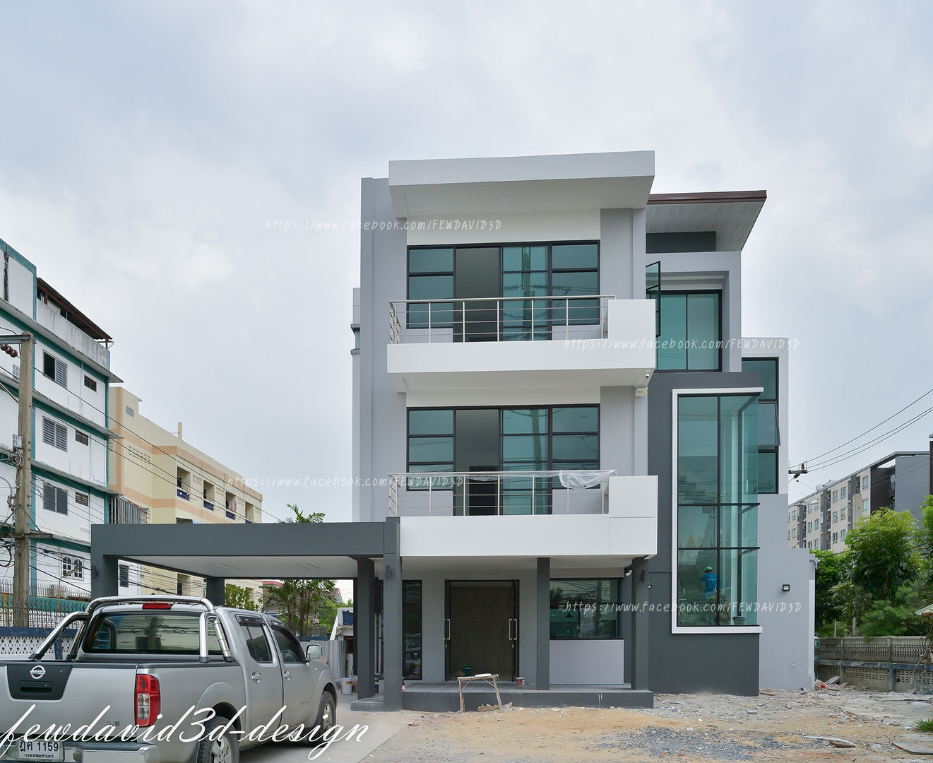 บ้าน3ชั้น โมเดิร์นลอฟต์ ซ.ลาดกระบัง18 คุณณัฐลดา ขำหรุ่น, fewdavid3d-design fewdavid3d-design