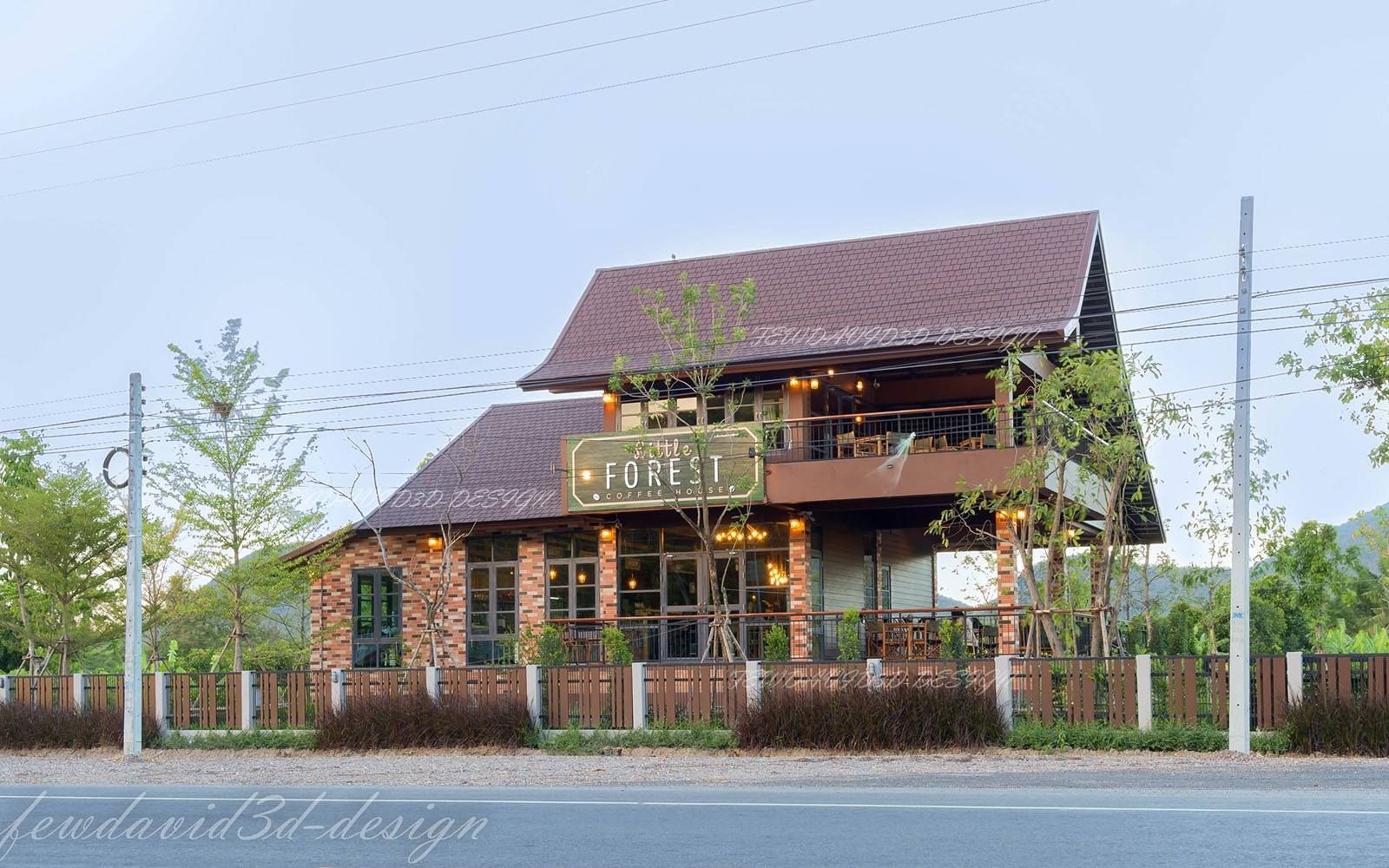 งานออกแบบ ร้านกาแฟ Little Forest Coffee House at แก่งกระจาน/คุณศุภรดา ชลาชีพ, fewdavid3d-design fewdavid3d-design