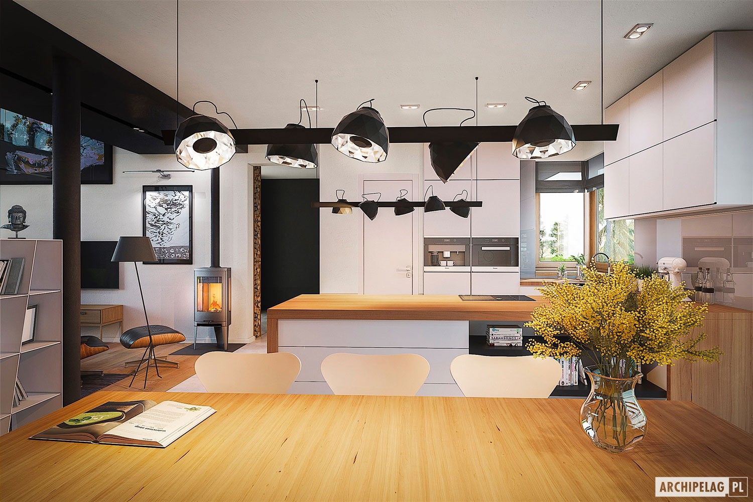 EX 18 G2 ENERGO PLUS - idealny dom dla miłośników minimalizmu! , Pracownia Projektowa ARCHIPELAG Pracownia Projektowa ARCHIPELAG Cocinas de estilo moderno