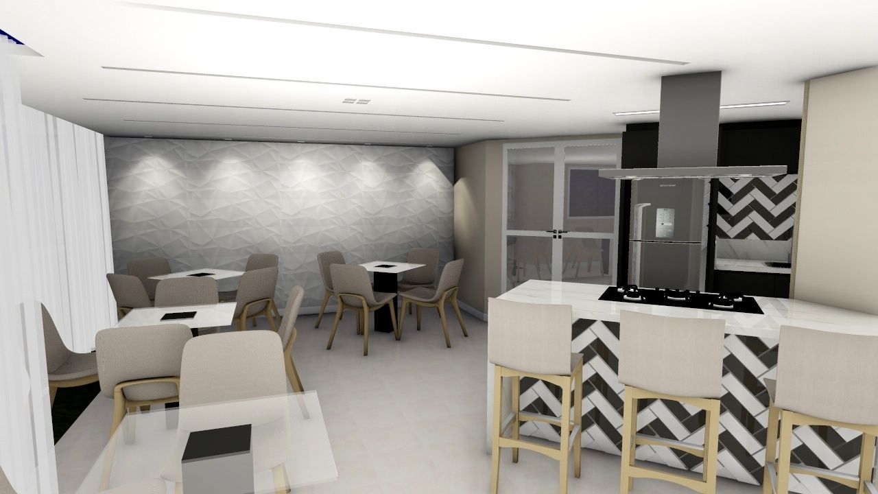 Salão de festas de condomínio - estilo moderno, Studio² Studio² Modern dining room