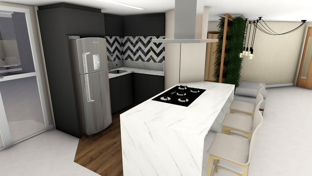 Salão de festas de condomínio - estilo moderno, Studio² Studio² Kitchen units