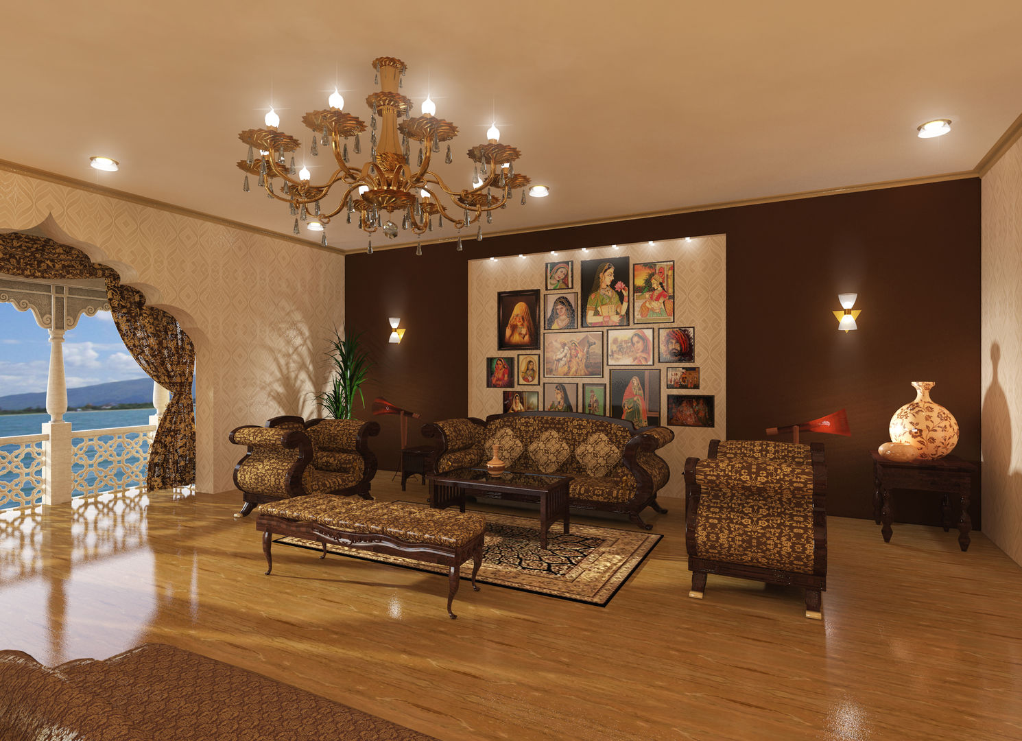 Deluxe Suite Ravi Prakash Architect Classic style bedroom Marble Furniture,Building,Decoration,Couch,Lighting,Picture frame,Interior design,House,Lamp,Flooring